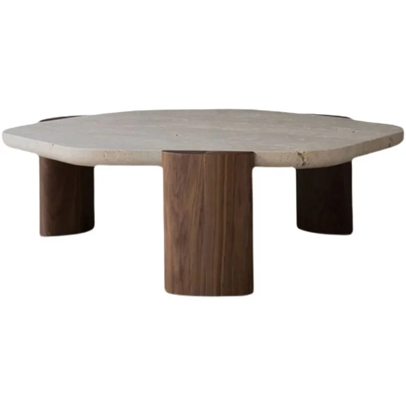 

Nordic, solid wood, coffee table, natural, Roman, travertine, living room, tea table