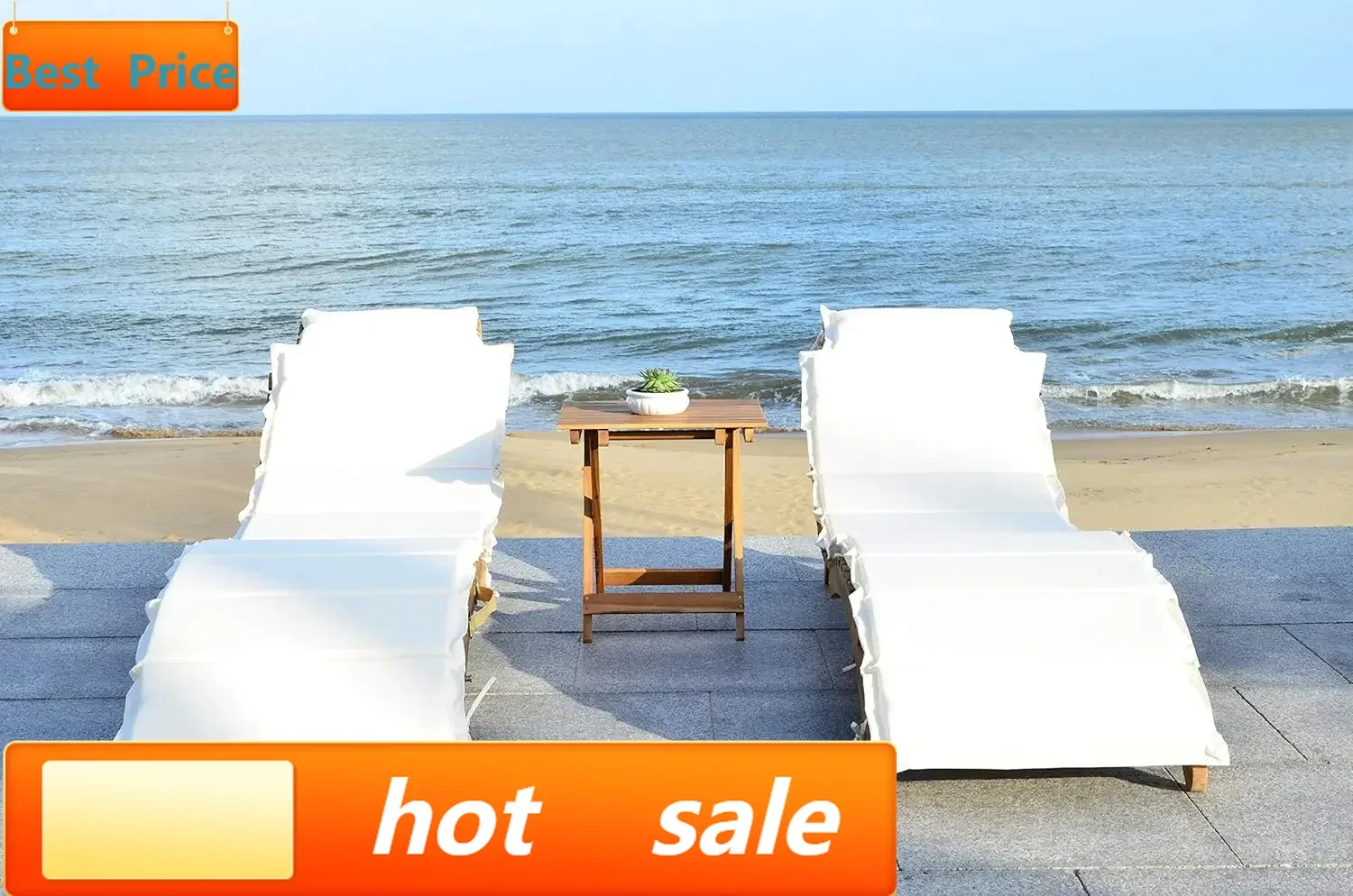 

Хит продаж: Комплект для отдыха на открытом воздухе Pacifica из натурального дерева цвета натурального коричневого с бежевыми подушками, 3-местный шезлонг с отдельным столиком (PAT)