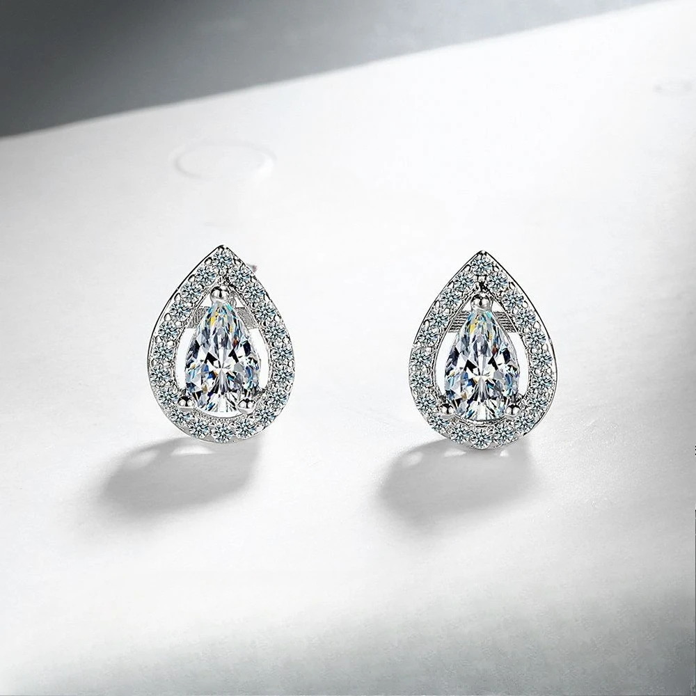Neue 925 Sterling Silber Ohrringe Luxuriöse 5A Zirkon Wassertropfen für Damen Hochzeitsschmuck Klassische Damenaccessoires Geschenke Party