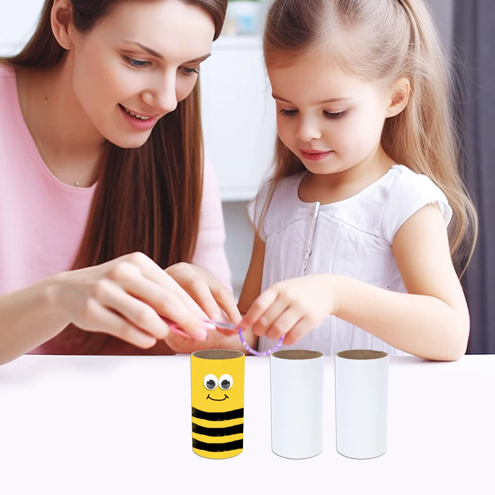 

10pcs Paper Tube DIY Material White Cardboard Cylinder Craft Rolls Supplies Creative Projects Kids Education Use