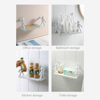 1pc Self-Adhesive Cartoon Figures Supported Plastic Shelf, No-Drill Bathroom Storage Rack, Kitchen Organizer For Spice Jars