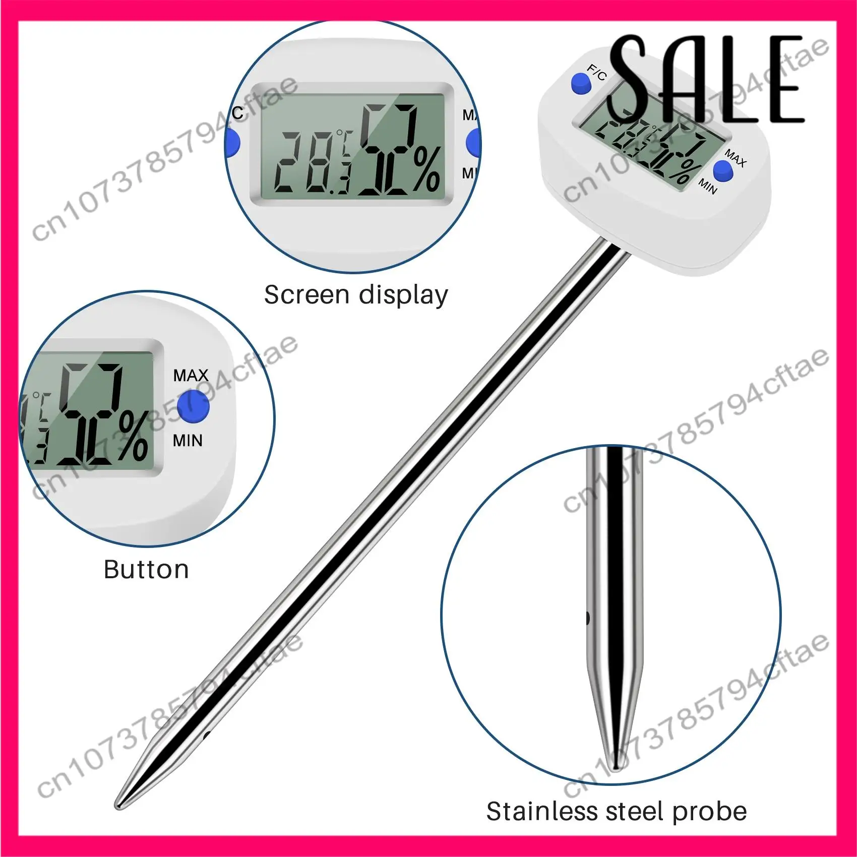 

-A12R TA290 Digital Soil Hygrometer Moisture Meter Temperature Humidity Tester With Probe For Gardening Farming