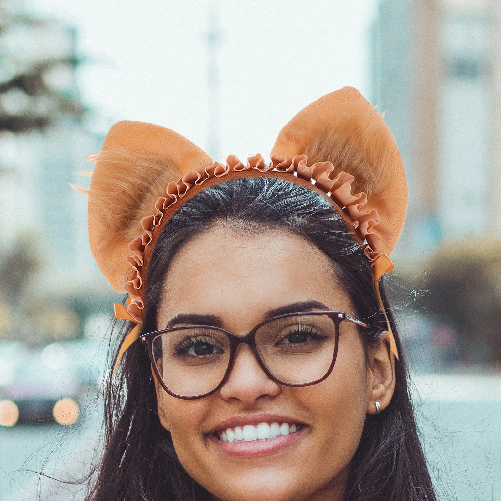 Fuchsohren-Stirnband, braunes pelziges Tierohren-Haarband für Cosplay, Party, Halloween, Anzieh, stilvolles Accessoire für Mädchen und Frauen