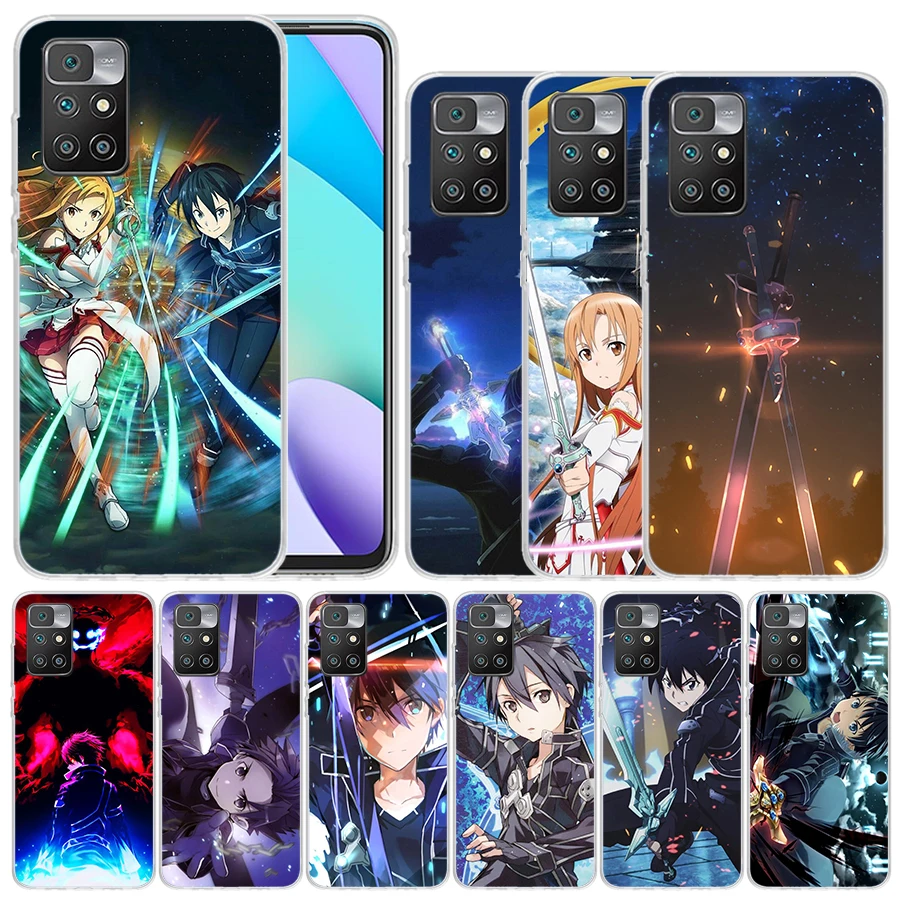 Sword Art Online Kirito Asuna Soft Cover for Redmi 12 12C 10 10A 10C 9 9A 9C 9T Print Phone Case 8 8A 7 7A K20 6 Pro 6A S2 K40