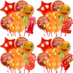 Anime Pokemon Cartoon Birthday Party Decoration Foil Globlos Latex Mix Charmander Balloons Set Party Surprise Number Years Decor