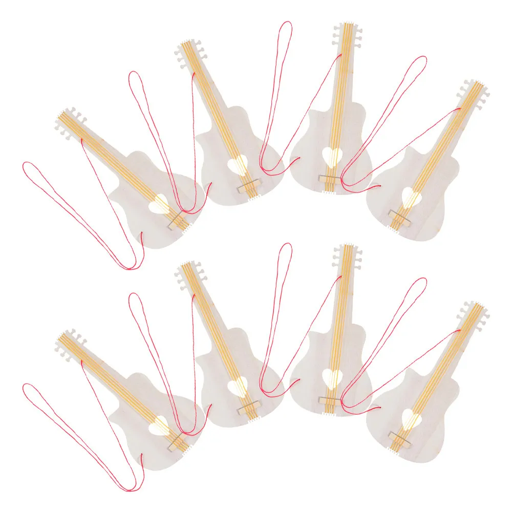 8Pcs Children Blank Wooden Guitar DIY Craft Project for Painting Graffiti Early Music Development and Group Activities