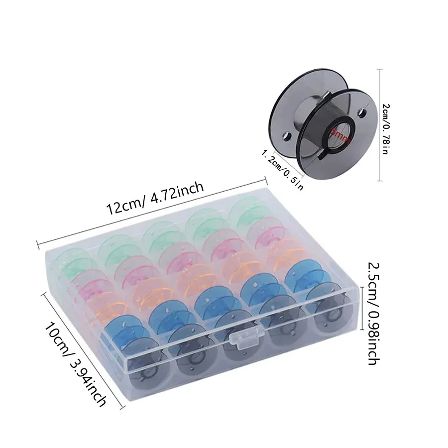 25 قطعة بكرات ماكينة خياطة فارغة ملونة مجموعة بكرات بلاستيكية مع صندوق تخزين للحرف اليدوية ومشاريع الخياطة #6