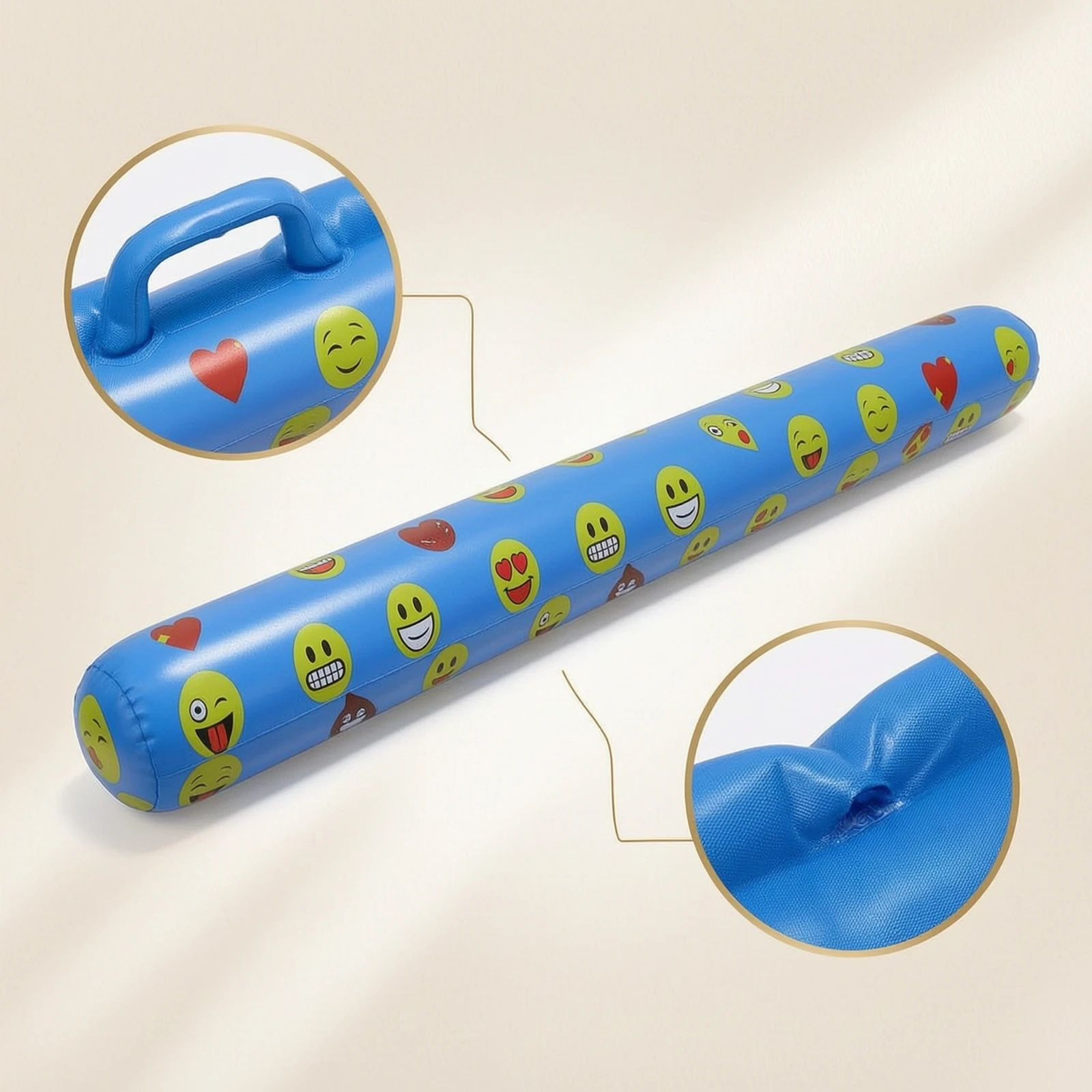Inflatable Pool Noodle Compact Inflatable Swim Noodle Pool Buoyancy Aid with Smiley Face Long-Lasting Versatile for Swimmers