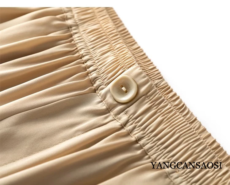 2025 Women's Fashion Clothing 20MM 93% Natural Mulberry Silk Elastic Double Qiao Satin Elastic Waist Haren Casual Pants