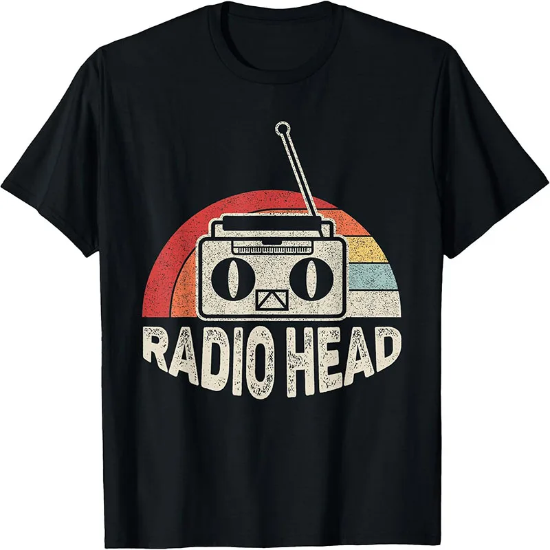 Radiohead Retro Sunset Vintage Radio Graphic T-Shirt Funny Music Pun Band Fan Tee