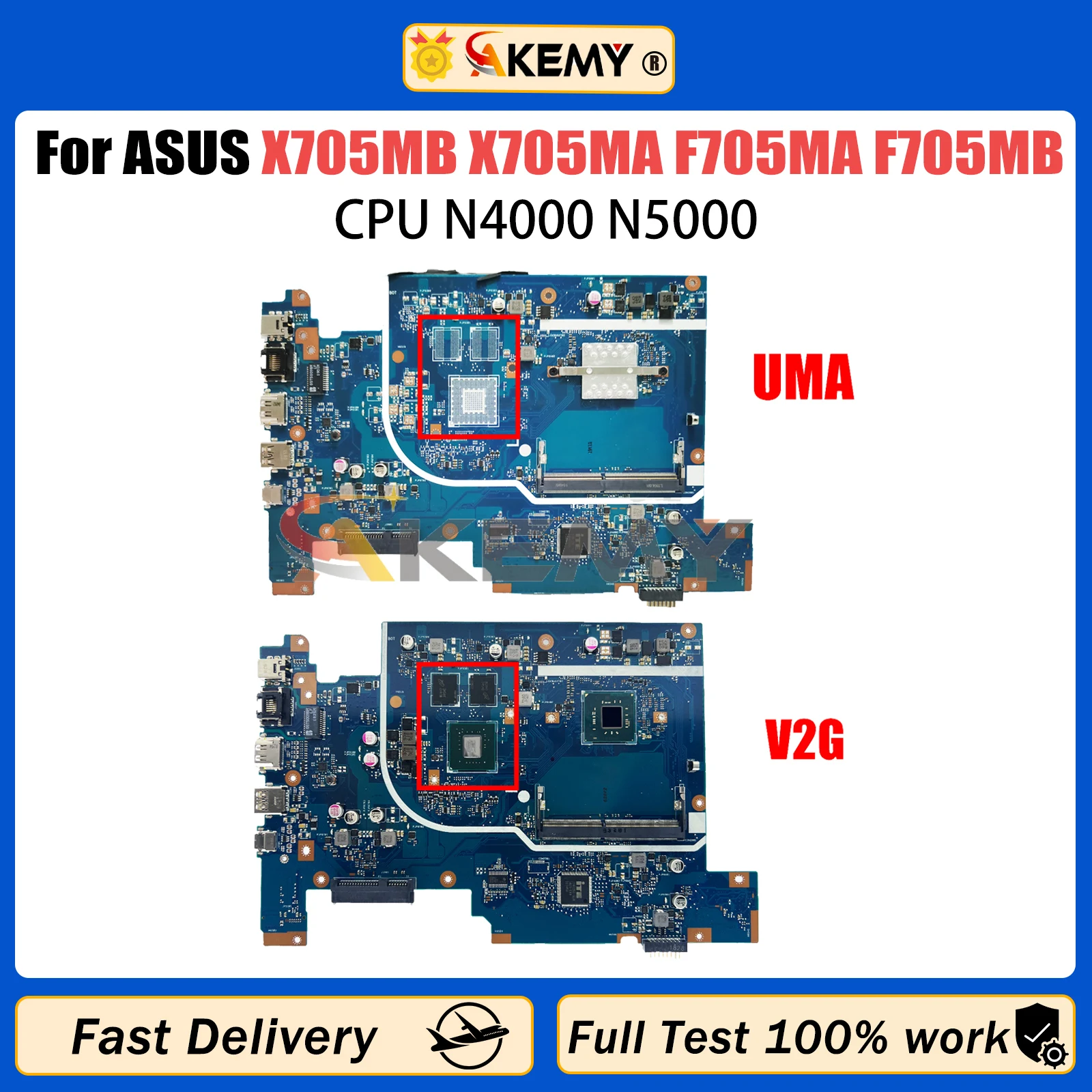 AKEMY X705MB X705MA Mainboard For ASUS F705MA F705MB A705MB A705MA X705M Laptop Motherboard N4000 N5000 CPU DDR4