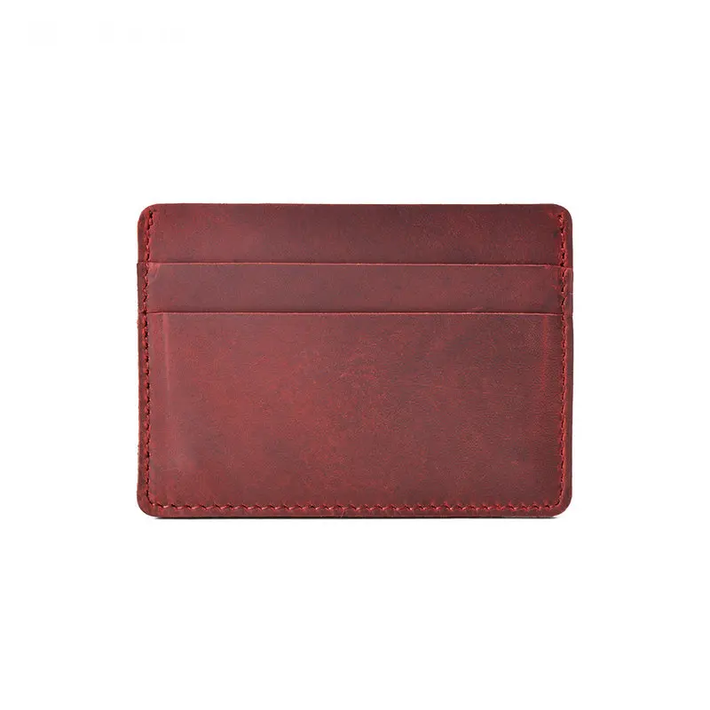 GENODERN Vintage Men Credit ID Card Holders Crazy Horse Leather Business Unisex Card Case Slim Men Wallet