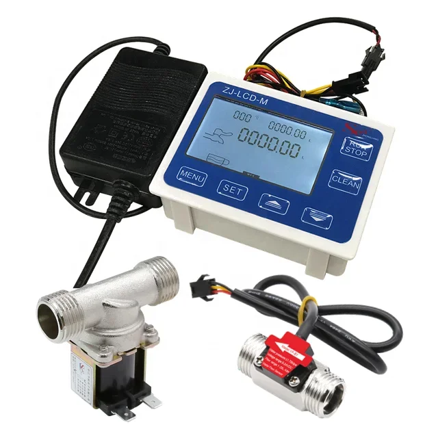 

Farm Water Flow Sensor Liquids Flow Monitoring System Digital Water Meter Kit of DN15 SS Sensor Valve + Quantitative Controller