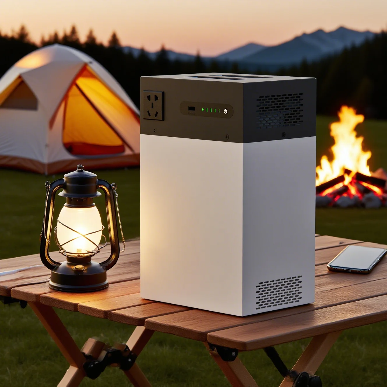 Portable Power Bank 100W Solar Generator With AC Outlet Fast Charge Outdoor Emergency Backup Lighting for Camping Travel