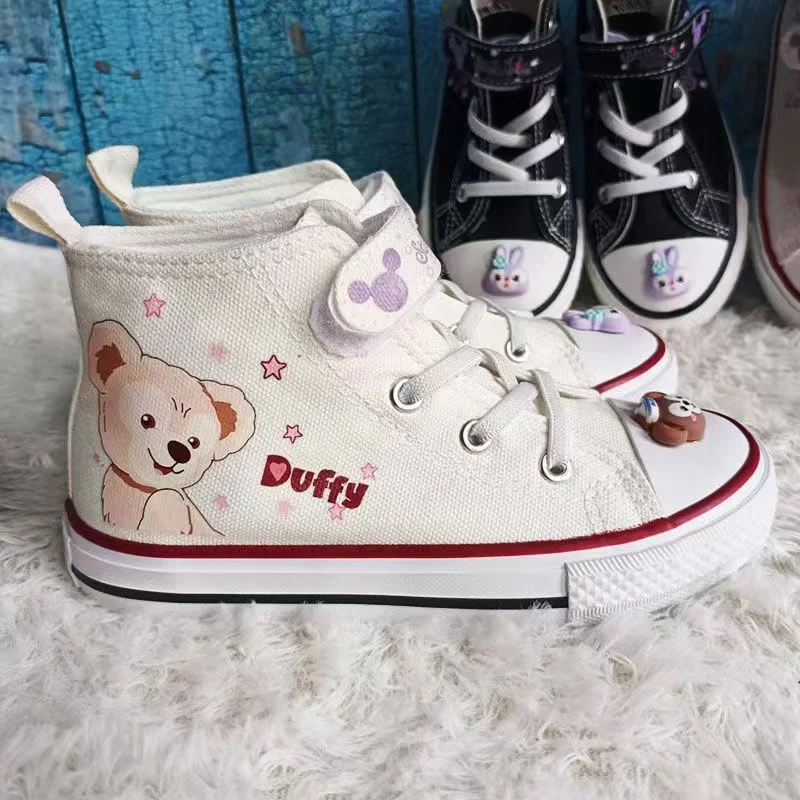 StellaLou Duffy real photo new drop shipping Girls' Small Fashion white black Children's Cartoon kids child skate causel shoes