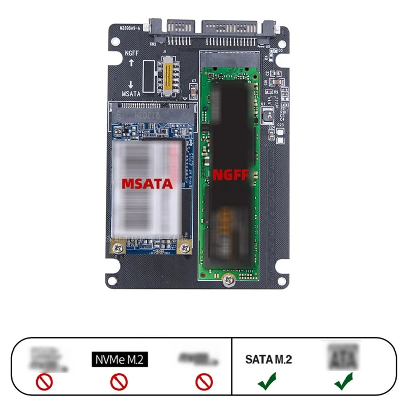 M.2 NGFF o mSATA a Adapter 2-in-1 scheda lettore convertitore NGFF o mSATA con convertitore via cavo