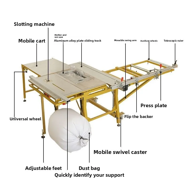

Folding Portable Push Table Stainless Steel Precision Rail Rocker Arm Worktable