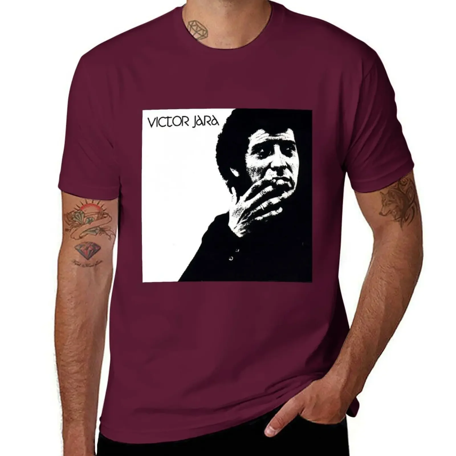 cute tops customizeds vintage clothes slim fit t shirts portrait of victor jara. T-Shirt for men summer top summer top t-shirts