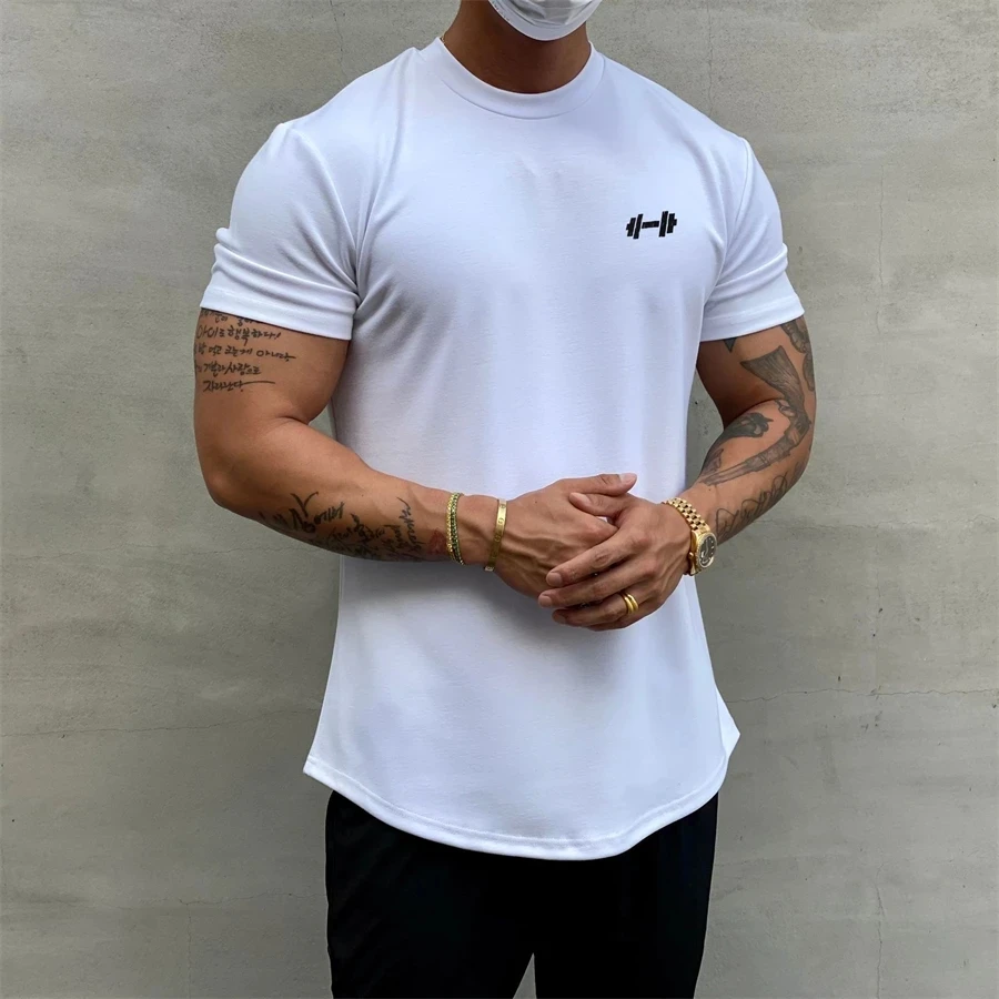 T shirt Men Summer Gym Clothing Bodybuilding Fitness Loose Casual Lifestyle Wear T-shirt Streetwear Hip-Hop Tshirt