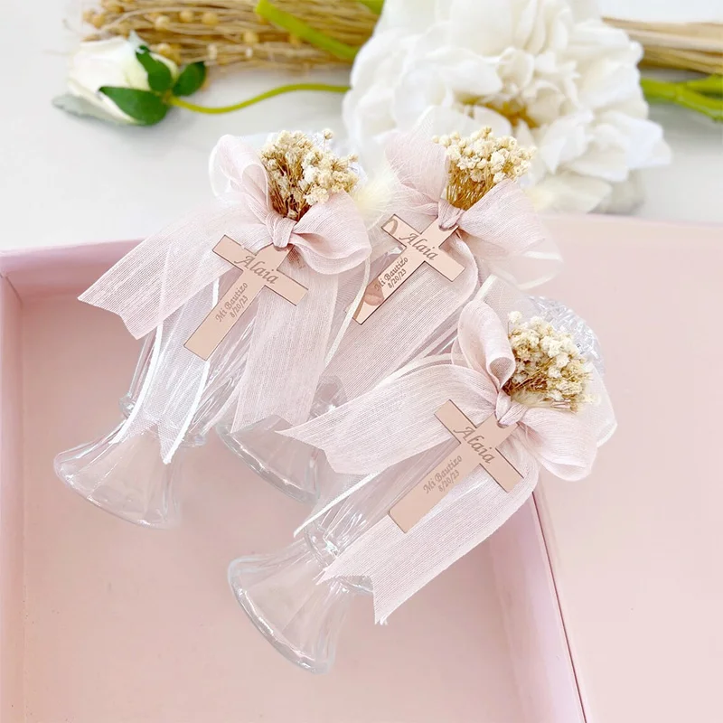 30/70/100PCS Personalized Baptism Acrylic Favor Tag Custom Logo Rectangle Name Tag Cross Baptism Tags Laser Lettering Name