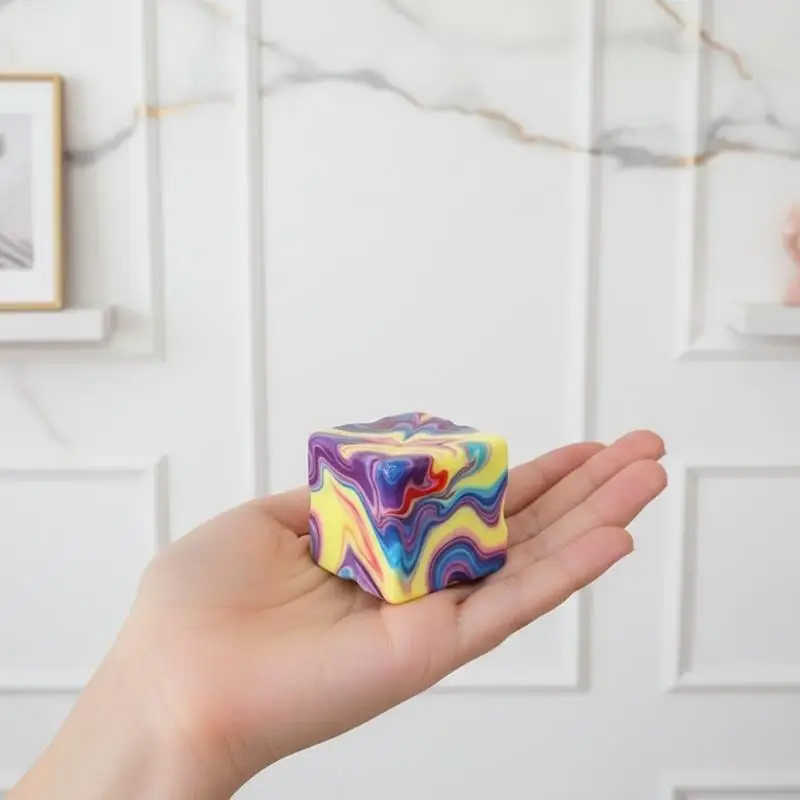 Simulated Cheese Squishy Decompression Toy 8cm Color Swirl Maltose Slow Rising Soft Fidget Toy for Kids Birthday Party Gifts