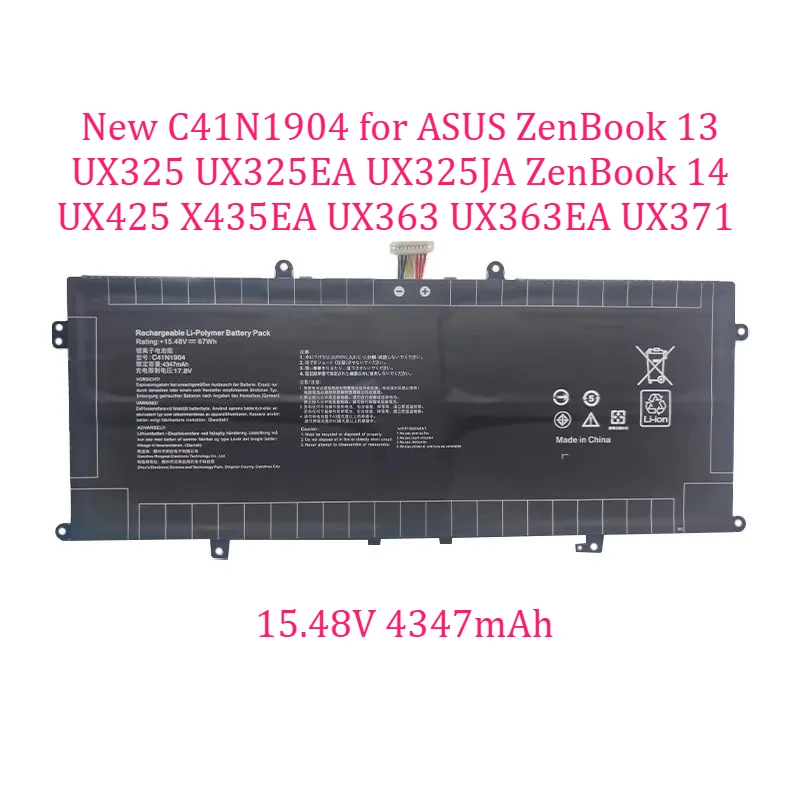New C41N1904 for ASUS ZenBook 13 UX325 UX325EA UX325JA ZenBook 14 UX425 X435EA UX363 UX363EA UX371 Laptop Battery 15.48V 4347mAh