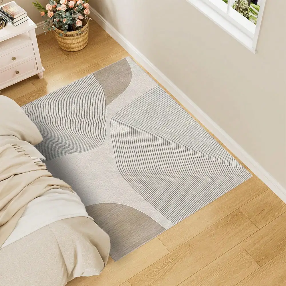 Abstract Pattern Beige Cream Modern Design Area Rug Washable Rug Vintage Traditional Floor Cover Foldable Thin Retro Accent Indoor Non Slip Carpet Print Mat Bedroom Living Room Bathroom Home Decor Large Carpets Dining Room Rug Kitchen Rugs For Entryway
