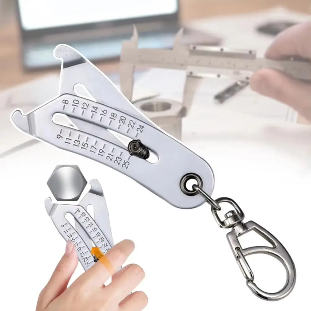

Portable Precise Thread Size Checker Keychain Compact Metric/Imperial Caliper Gauge Key Ring Gift for Men Accurately