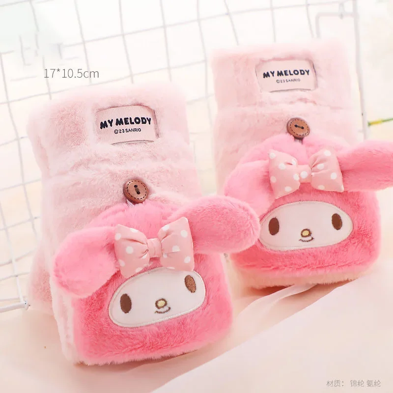 Sanrio Kuromi My Melody Plush Gloves  Anime Winter Flip Cover Half Finger Comfort Children Kawaii Cartoon Kids Glove Toys Gifts