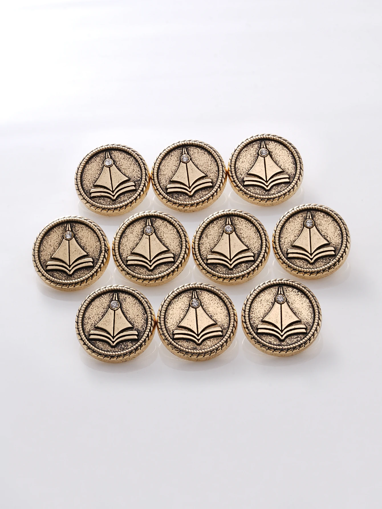 

6pcs/15pcs Vintage round Metal Buttons Suitable for Campus Style Clothing Accessories