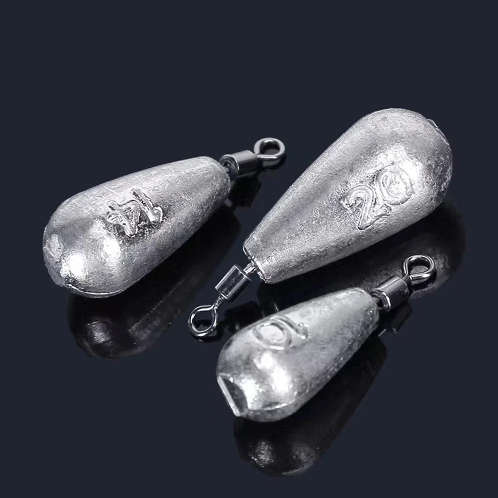 5 ~ 40 Stück 7 g Tropfen-Sinker + 3/0 Kurbelhaken-Set Drop Shot Fishing Teardrop Sinker mit Barrel Swivel Casting Sinker für Texas Rig – Detail 7