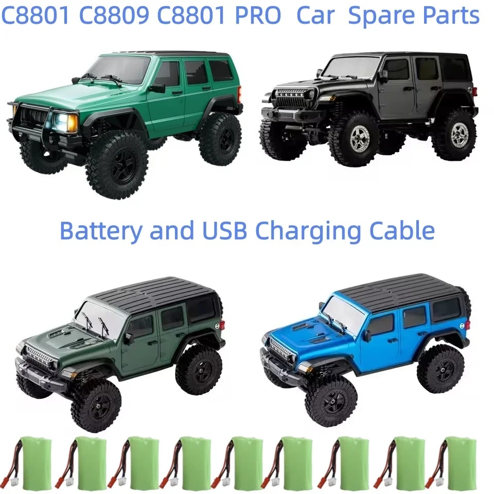 C8801 C8809 C8801 PRO RC Car Accessories 7.4V 600Mah Battery and USB Charging Cable Remote Control Car Spare Parts Accessories