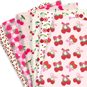 Polyester Baumwollstoff für DIY -handgefertigte Nähgewebe, Patchwork -Erdbeer, Nähmaterial, Quilt, Kirsche, 50 x 45 cm 12 Hauptverkaufs Erdbeerstoff - №1