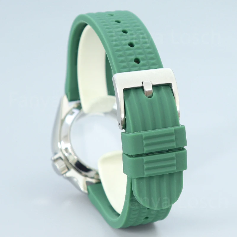 38mm Ms. Watch Case Green Rubber Bracelets Ceramic Bezel Sapphire parts For SKX Seiko Nh35 Nh36 Movement 28.5mm Dial Waterproof