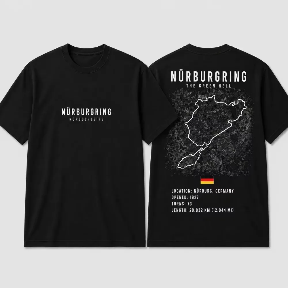 Nürburgring Printed Short-sleeved T-shirt Suitable for Car Racing Enthusiasts Men's Women Clothing 2