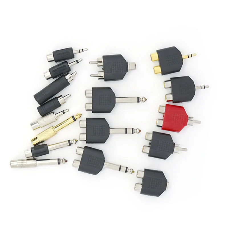 6.5 6.35mm 3.5mm rca macho mono estéreo 2 3 pólo fêmea jack plug para 2 em 1 rca fêmea soquete adaptador de áudio tomada conector