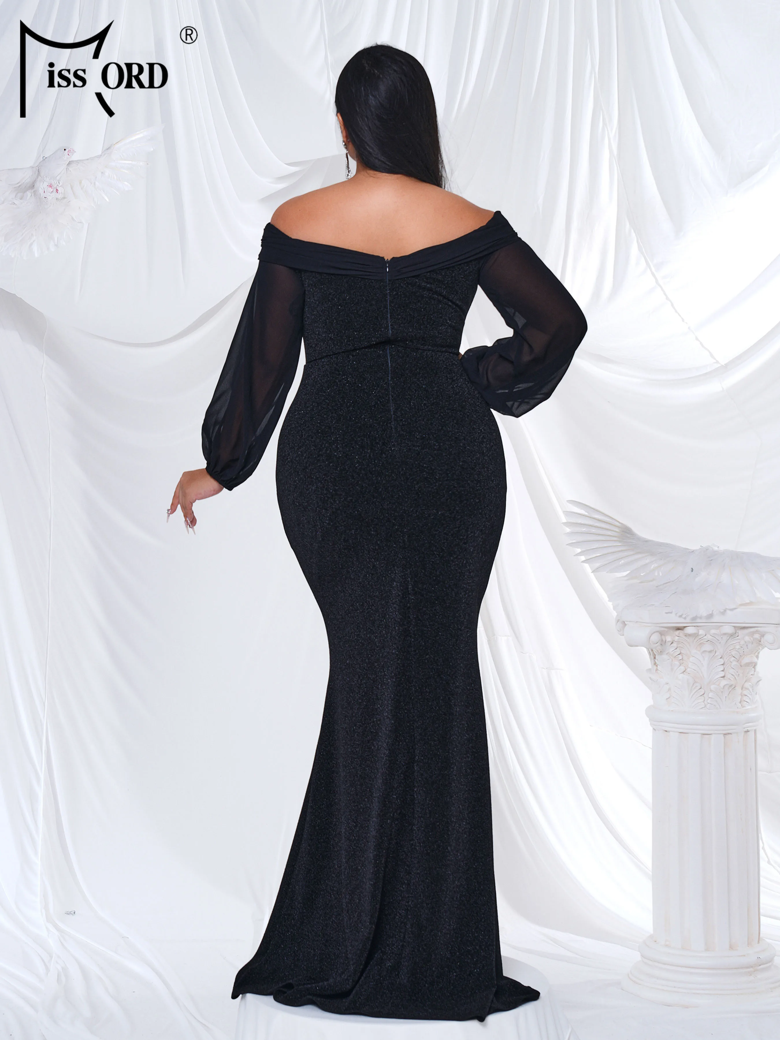 Missord Plus Size Black Sexy Mermaid Evening High Quality Luxury Large Size Prom Party Dresses