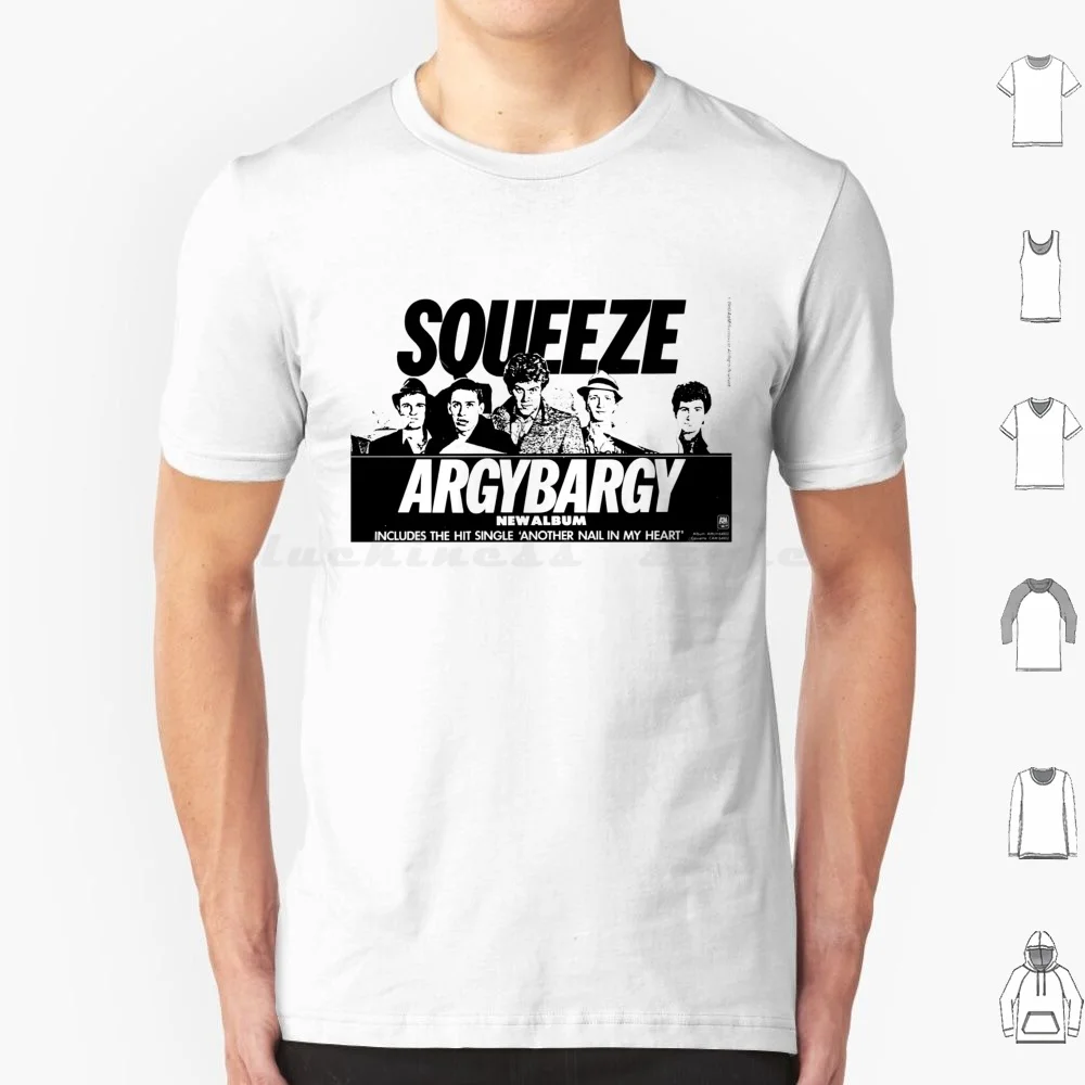 Para hombres y mujeres Squeeze Argy Bargy camiseta tamaño grande 100% algodón para hombres mujeres Squeeze Argy Bargy Band música Russell Mael Retro 70