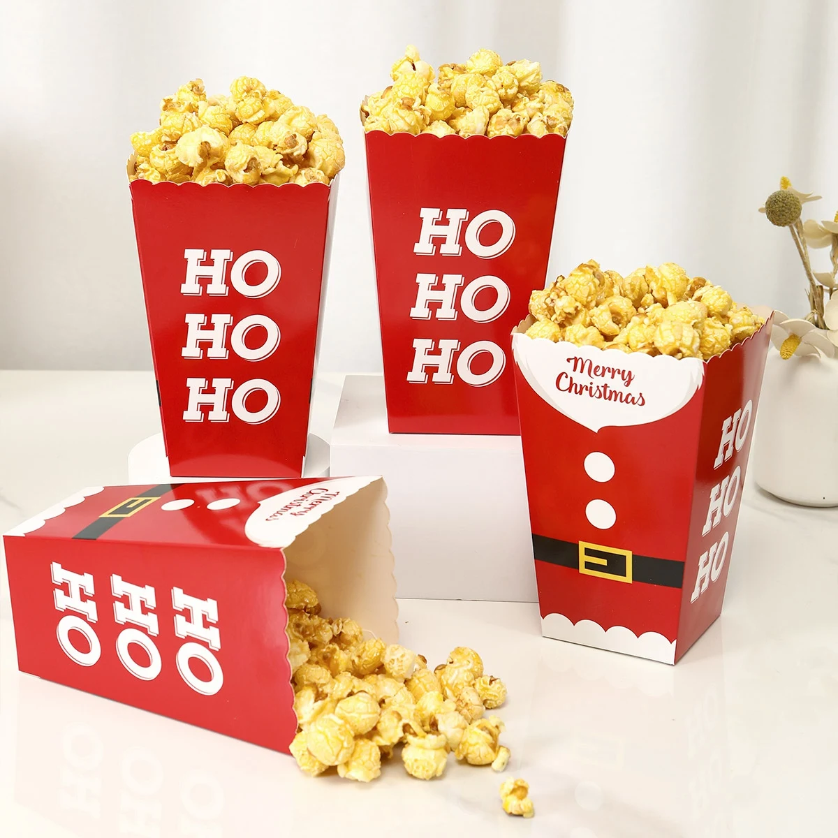 Christmas Popcorn Box Santa Claus Candy Snack Cookies Box Christmas Decorations for Home 2024 Navidad Noel Gifts New Year 2025