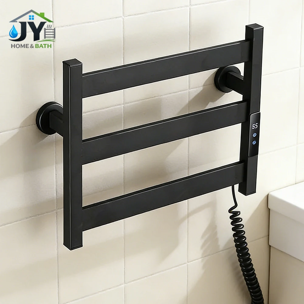 Modern Electric Heated Towel Rack 3 Bars, Compact Towel Warmer for Small Bathroom, Timer, Multi-Level Temperature,Space Saving
