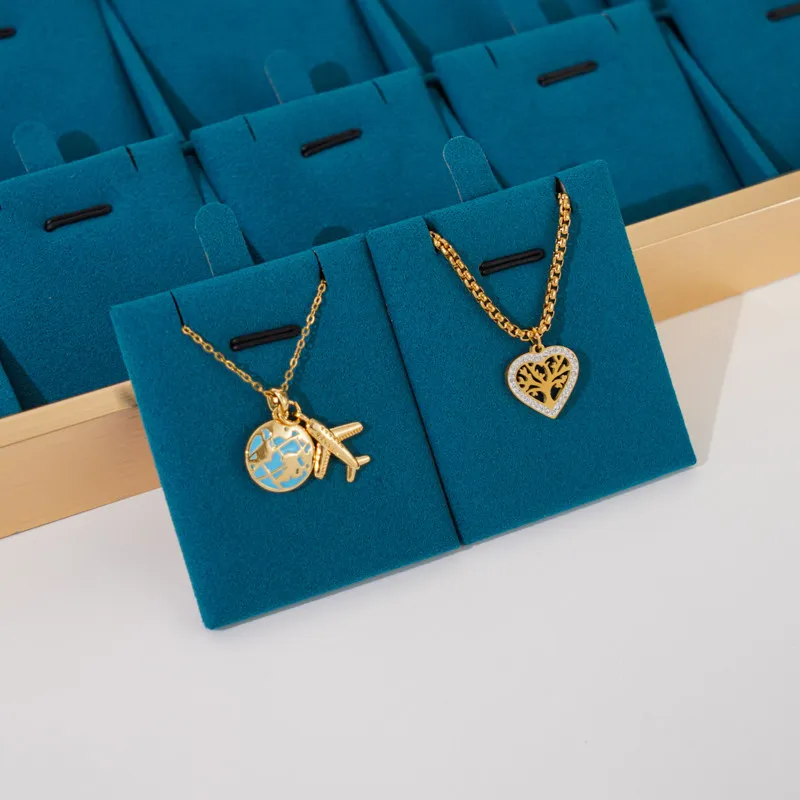 

Роскошный металлический поднос из микрофибры цвета павлиний синий, органайзер для демонстрации ювелирных изделий (колье, серег, колец), легкий, для витрин и прилавков