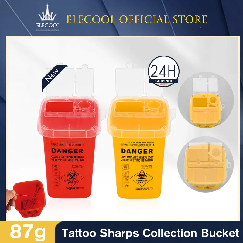 Tattoo Trash Storage Bucket Needle Sharps Danger Biohazard Collection Box Garbage Container