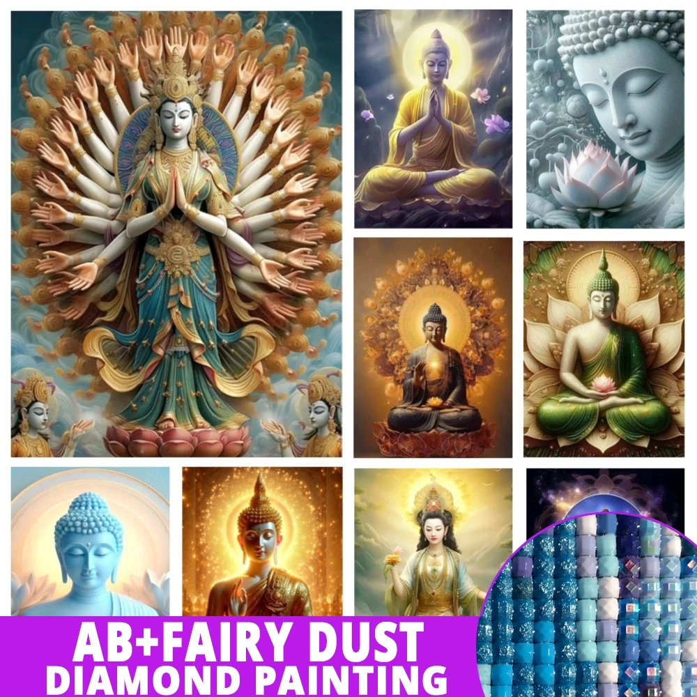 Fairy Dust AB Diamond Painting Art 2024 New Arrival Thousand-Armed Avalokitesvara Buddha Diy Mosaic Embroidery Cross Stitch Kits