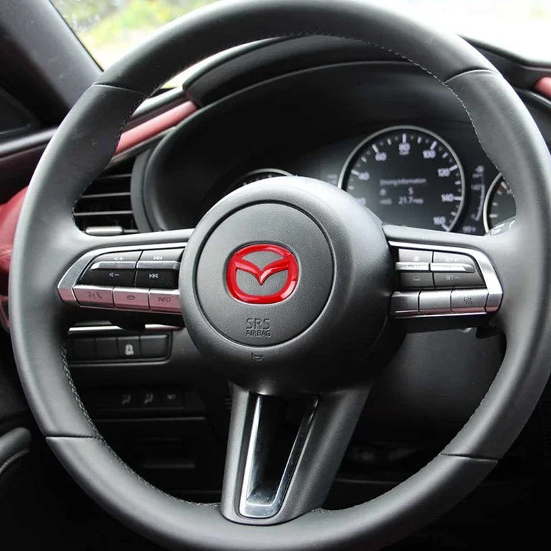 Car Steering Wheel Sticker for Mazda 3 Axela 6 Atenza CX-5 2 Demio CX-3 CX-30 MX5 CX30 Emblem Decal Badge Decoration Accessories