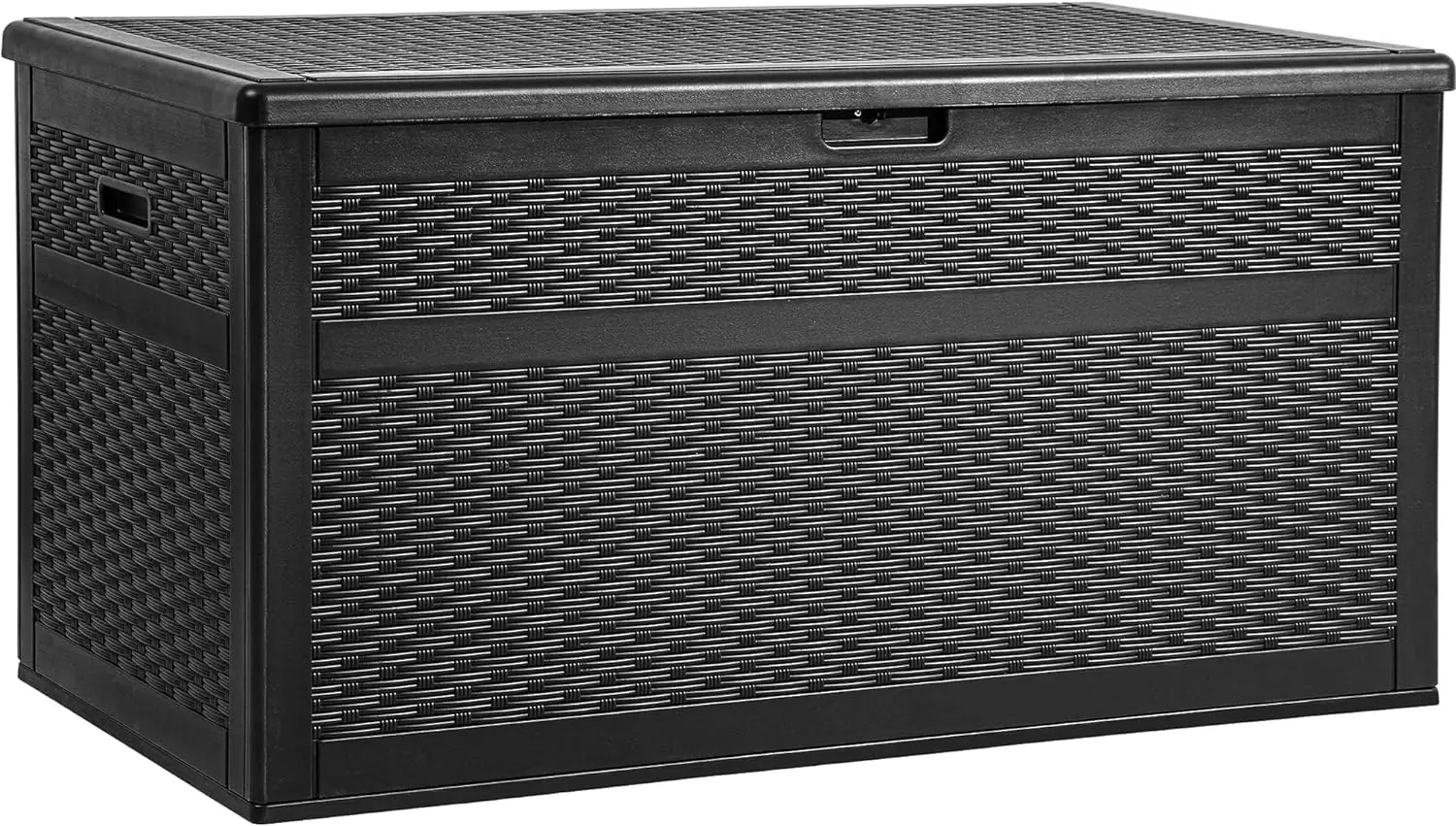 XXL 230 Gallon Large Deck Box, Double-Wall Resin Rattan Outdoor Storage Box with Flexible Divider for Patio Cushions