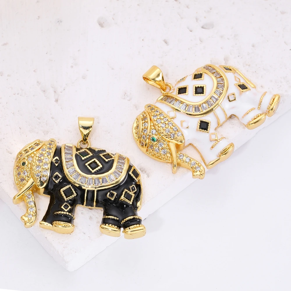 Juya Handicraft Luxury 18K Real Gold Plated Micro Pave Zircon Copper Material DIY Water Drop Oval Coloful Enamel Charms Supplies