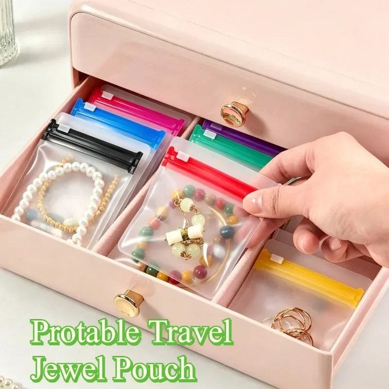 5-50pcs Protable Travel Jewel Pouch with Sliding Zipper Mini Pill Dispenser Bags Self-sealing Waterproof Storage Organization