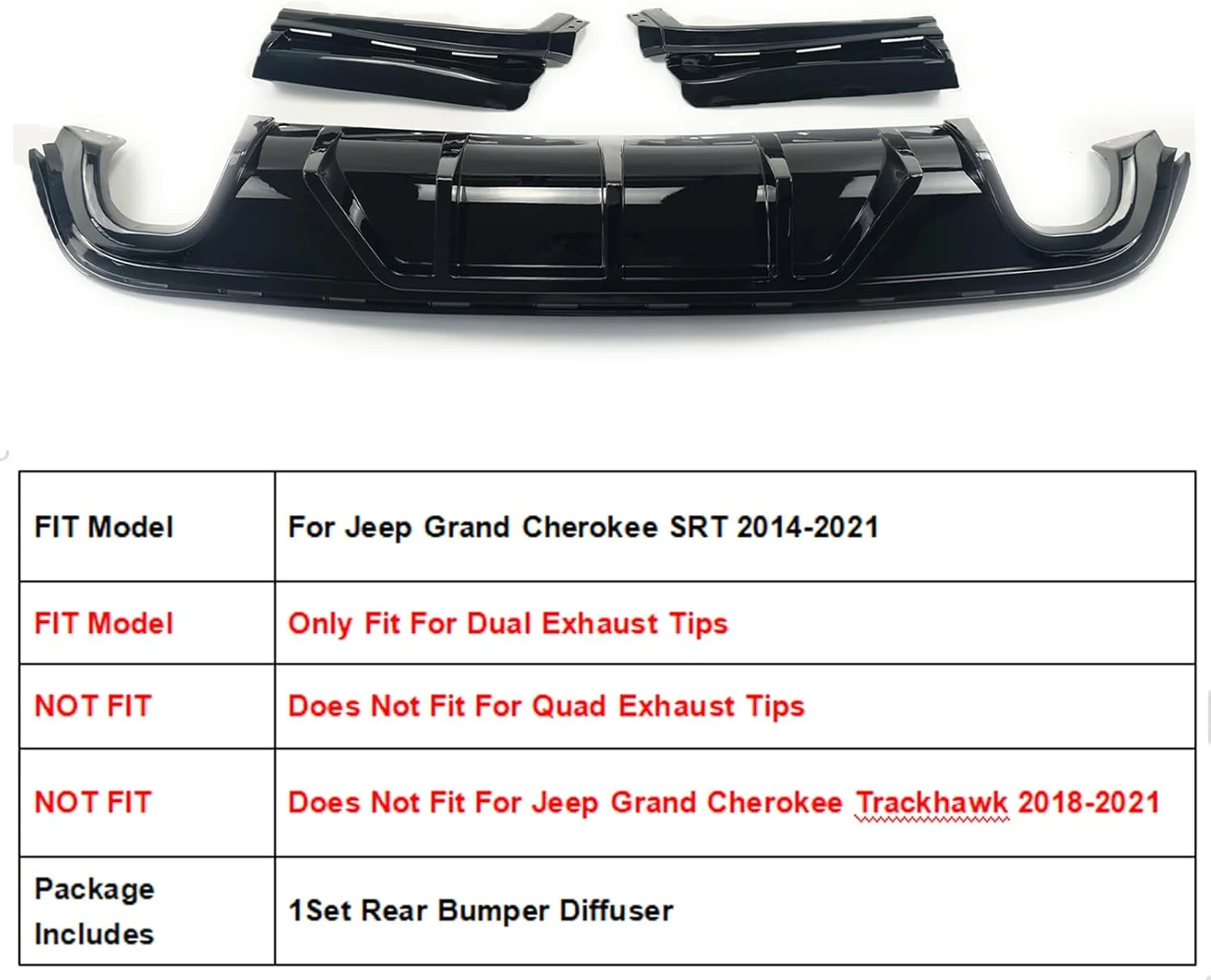 Rear Bumper Diffuser 3Pcs For - Model Kit Jeep 评论和价格