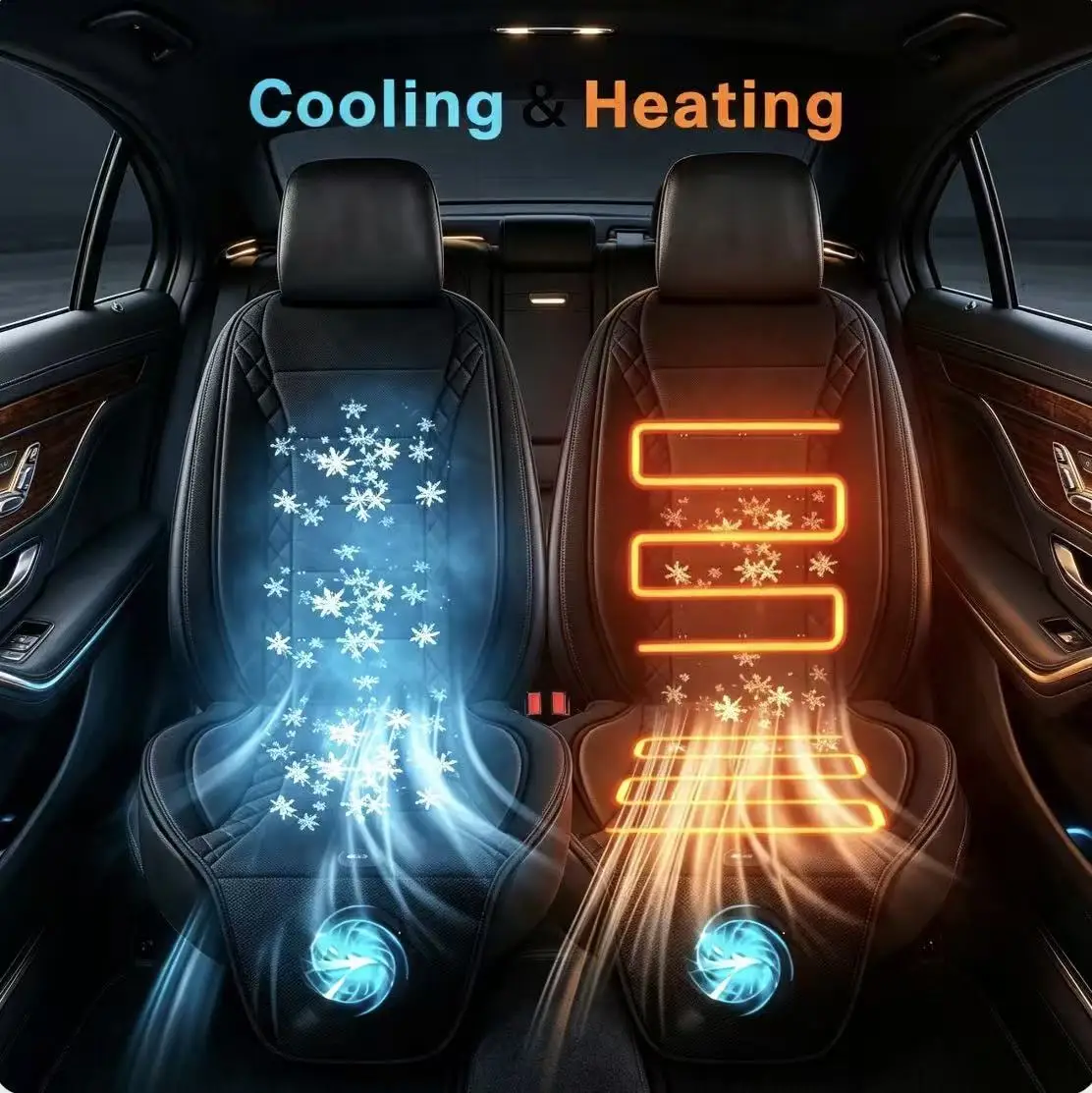 Universal 12V Car Seat Cushion 2 In 1 Cooling Ventilation & Heating Function Breathable Auto Seat Cover For Summer Winter Use