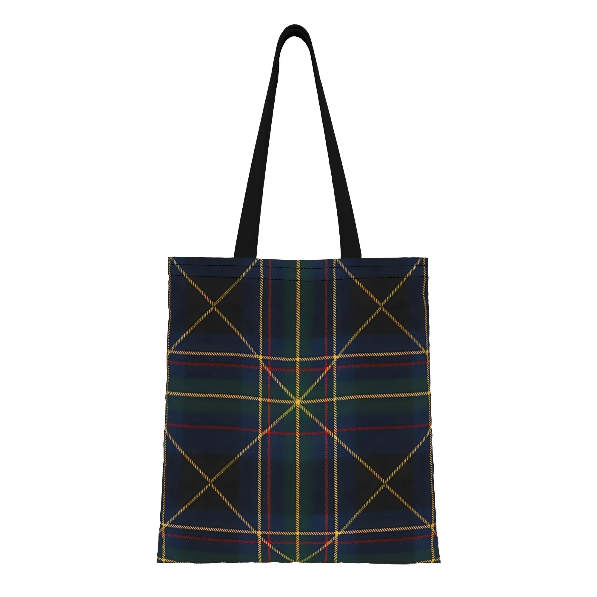 

1 шт. Сумка-тоут из холщовой ткани с узором шотландской клетки в глубоком сине-зеленом цвете, прочная, устойчивая к выцветанию, с прочными ручками для переноски, отличный подарок